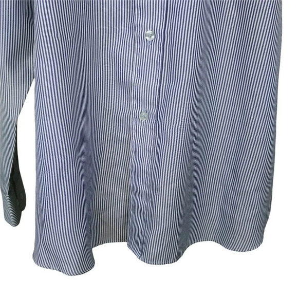 Nautica Button  Down Dress Shirt, White Blue Stripes Business, Office, Work - Picture 4 of 8